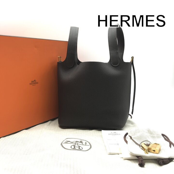 【中古】新品未当て嵌める HERMES エルメス ピコタン鍵を掛ける18 国内未入荷色合い G目じるし トリヨンクレマンス べブラン 2026年製 お手々 御徒面子 m15573