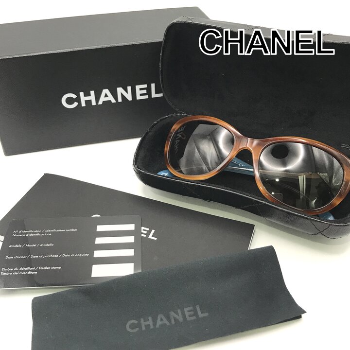 【中古】美品 CHANEL シャネル ココマーク カメリア パール 黒眼鏡 アイウェア 服飾小物 ブランド名 小物 レディース 青色 赤銅色 r1274