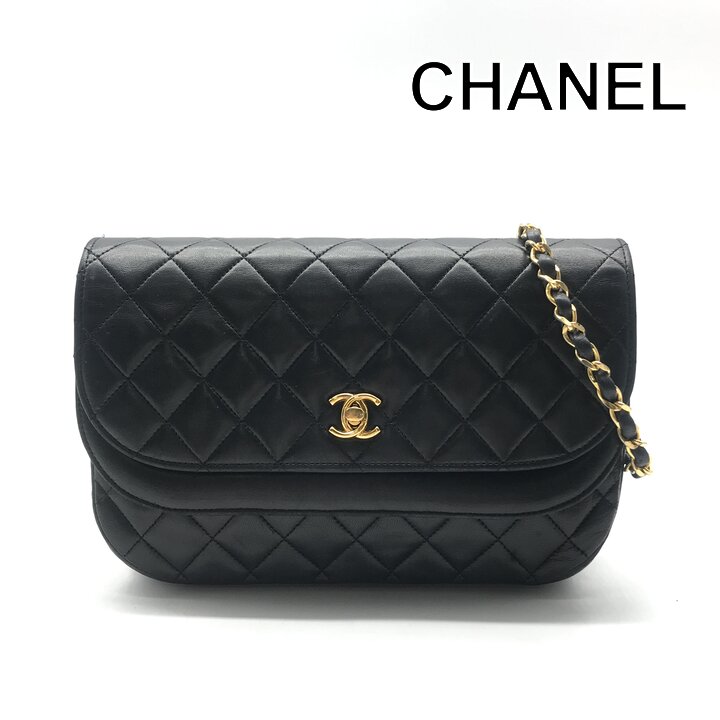 【中古】美品 CHANEL シャネル ココマーク 折りかえし鍵を掛ける マトラッセ 子ヒツジ人はだ チェーン店 肩先 御徒面子 黒いこと レディース a11907