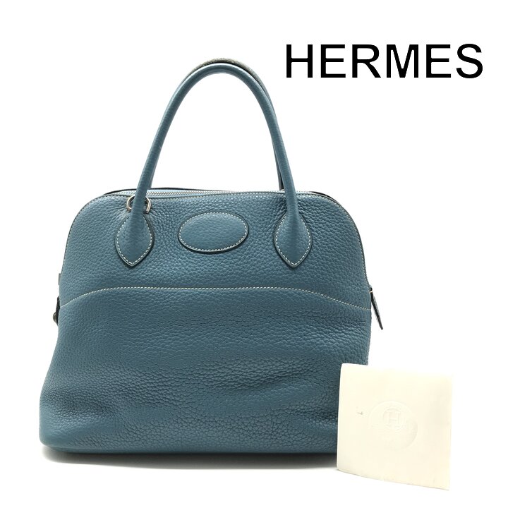 【中古】良品 HERMES エルメス ボリード ハンド トート バッグ ブルー レザー レディース ブランド カバン BAG a12693|BEGINSELL
