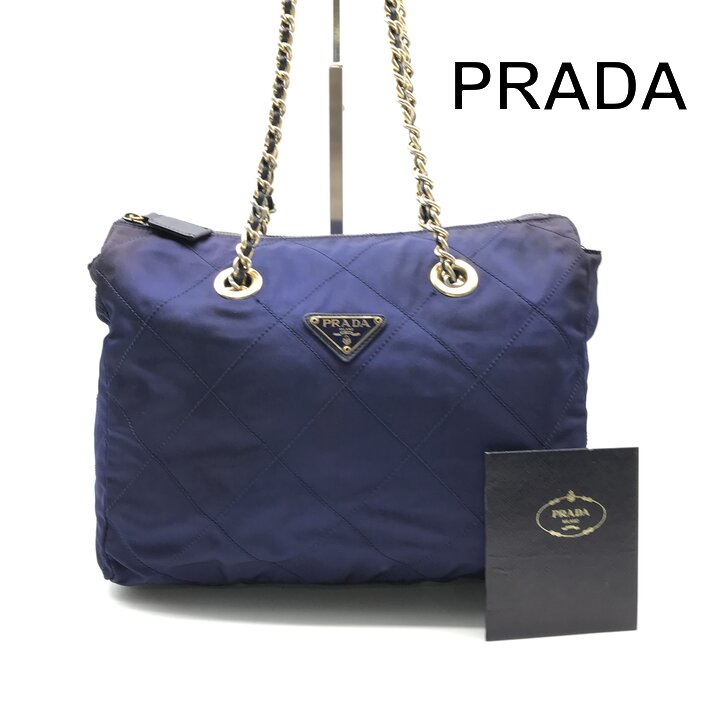 【中古】PRADA プラダ 三角形ロゴタイプ ナイロン テスート ロゴタイプ一皿 チェーン店 肩先 御徒面子 青み系 k2657k