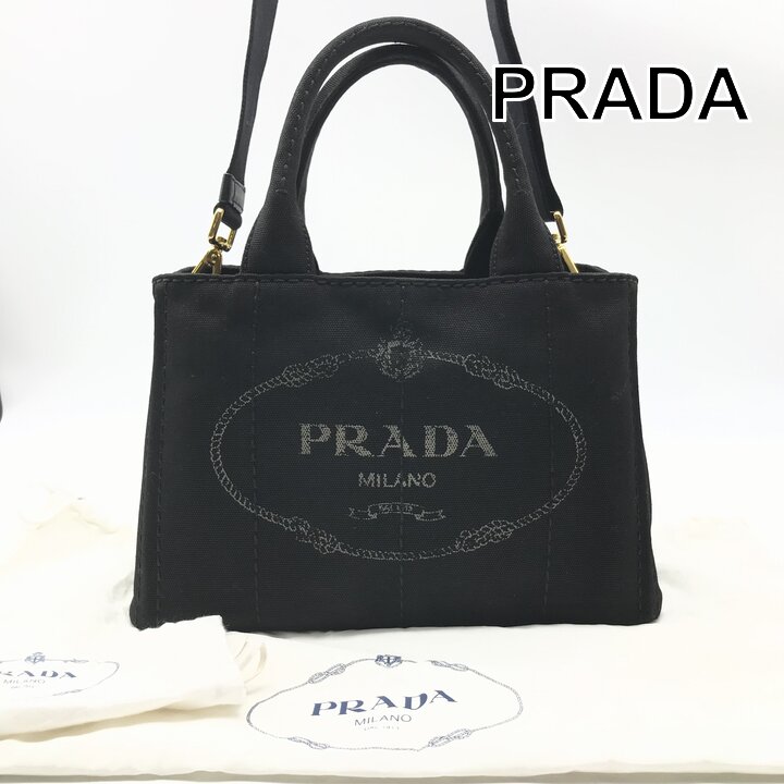 【中古】美品 PRADA プラダ カナパ 2WAY お手々 肩部 御徒面子 帆布 黒いこと 曲がった掛け レディース ブランド名 鞄 かばん r1440