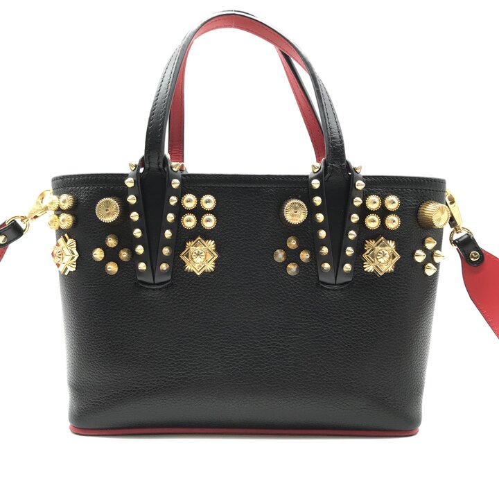 【中古】美品 Christian Louboutin クリスチャン ルブタン カバタ レザー スタッズ ハンド ショルダー 2way バッグ レディース ブラック r1570｜BEGINSELL 69,340円