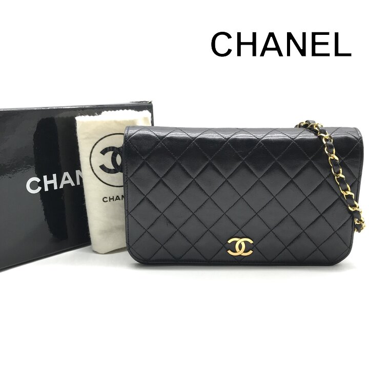 【中古】超美品 CHANEL シャネル ココマーク マトラッセ うしろ押し鍵を掛ける 子ヒツジひと肌 チェーン店 肩肉 御徒面子 黒いこと 袋 BAG r1382