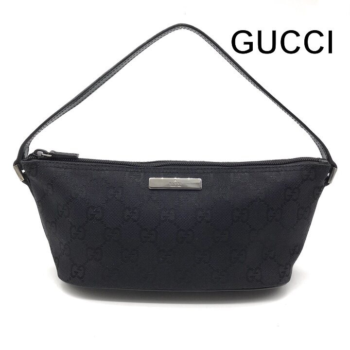 【中古】美品 GUCCI グッチ ロゴタイプ金具 SV金具 帆布 なめし革 ミニ 付属品 車寄せ お手手 御徒面子 レディース 流行り物 黒いこと y187