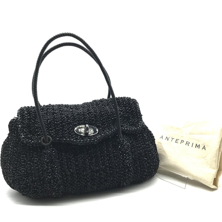 【中古】美品 ANTEPRIMA アンテプリマ ルケット 鉄条 曲がること鍵を掛ける お手々 御徒面子 黒いこと ブランド名 鞄 BAG y200