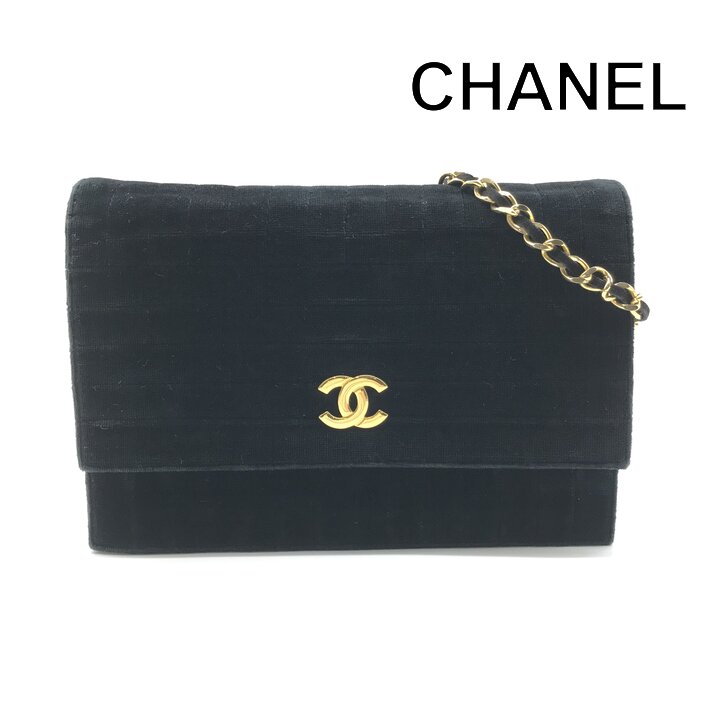 【中古】良品 CHANEL シャネル ココマーク ベロア ベルベット マドモアゼル チェーン ショルダー バッグ ブラック レディース ブランド 鞄 r1881|BEGINSELL