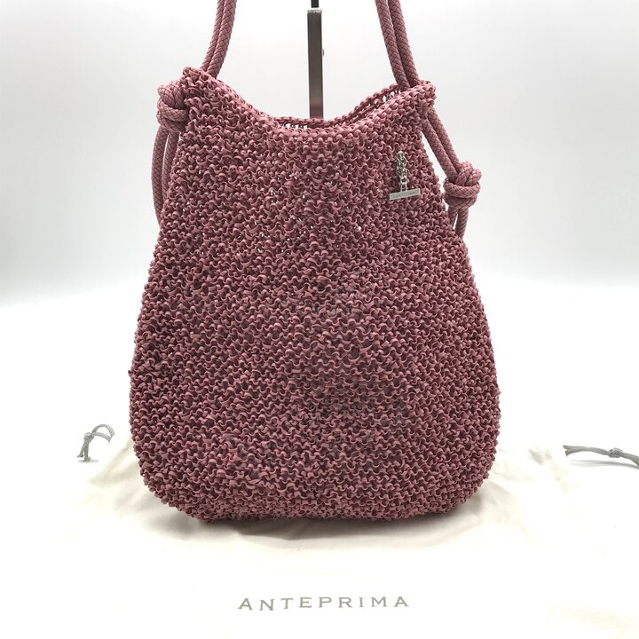 【中古】超美品 ANTEPRIMA アンテプリマ ノード2 サイドハンドル ショルダー ハンド バッグ マット ピンク ワイヤー レディース ブランド 鞄 r1959｜BEGINSELL