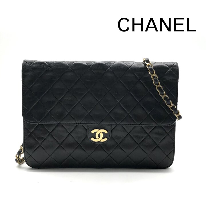 【中古】良品 CHANEL シャネル ココマーク マトラッセ プッシュロック レザー チェーン ショルダー バッグ レディース ブラック y237｜BEGINSELL