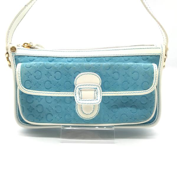 【中古】CELINE セリーヌ マカダム スエードクロス 御手手 御徒面子 青碧 M10118