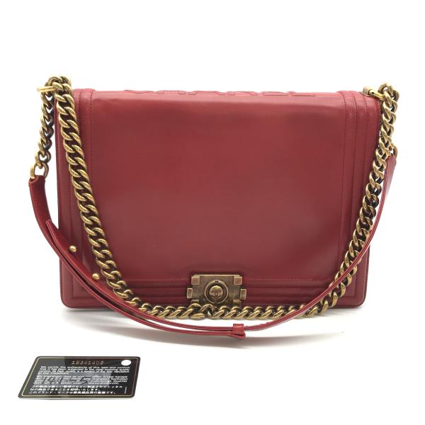 【中古】CHANEL シャネル 男の子シャネル  なめし革 チェーン店 肩部 御徒面子 赤いこと 良品 M10618 ス07