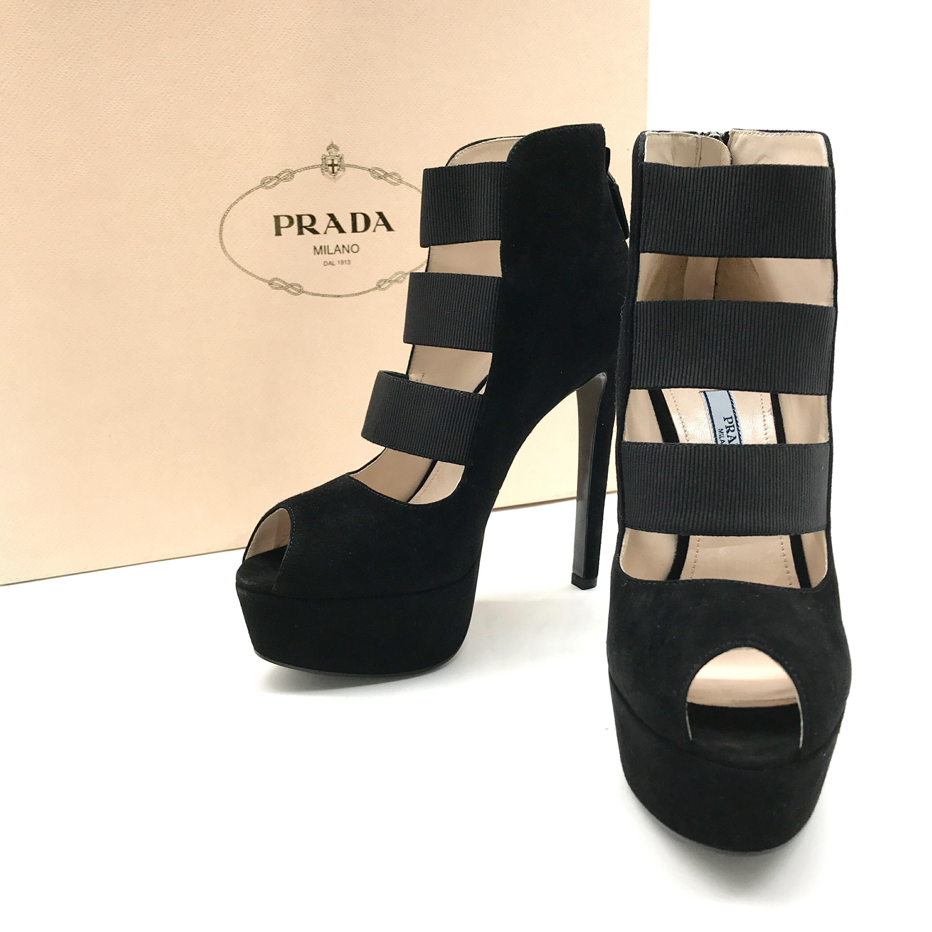 楽天市場】PRADA プラダ ショートウエスタンヒールブーツ