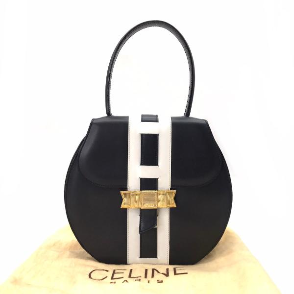 【中古】CELINE セリーヌ レザー リボン ハンド バッグ ネイビーxゴールド 美品 M6512 45,071円