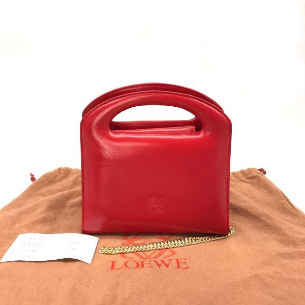 【中古】LOEWE ロエベ レザー アナグラム 2WAY ミニ ハンド チェーン ショルダー バッグ 美品 M6593