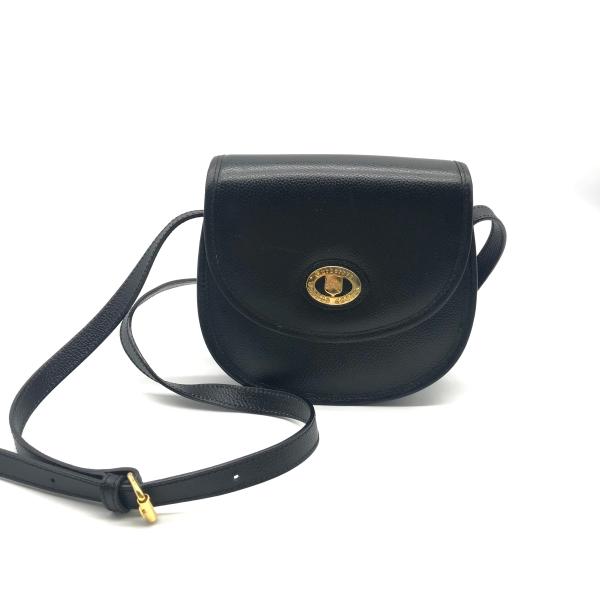 【中古】Burberrys バーバリーズ レザー ロゴ ミニ ショルダー バッグ ブラック 良品 M9107