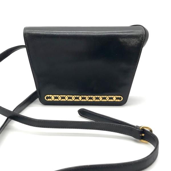 【中古】GUCCI グッチ レザー ロゴ ショルダー バッグ ブラック M9782