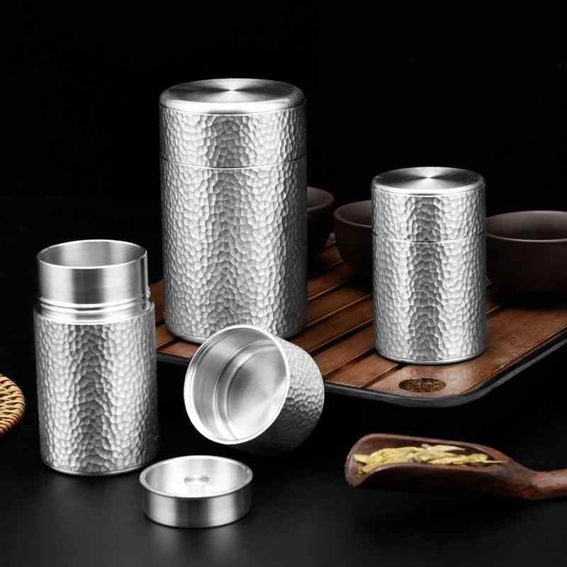 茶筒 おしゃれ 茶缶 キャニスター ブリキ ねじ付き 小型 ポータブル 鉛 シルバー ゴールド お茶入れ 紅茶 コーヒー豆 保存容器 プーアール