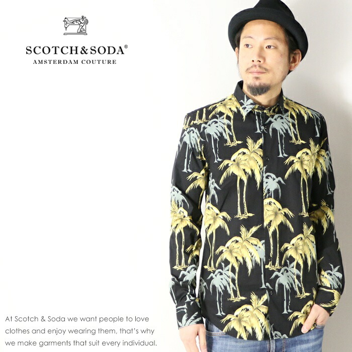 【セール 40％OFF】【スコッチ&ソーダ SCOTCH&SODA スコッチアンドソーダ】 長袖シャツ シャツ 総柄 リゾート メンズ men's 国内正規品 インポート ブランド 海外ブランド 51455 19FW M-shirts