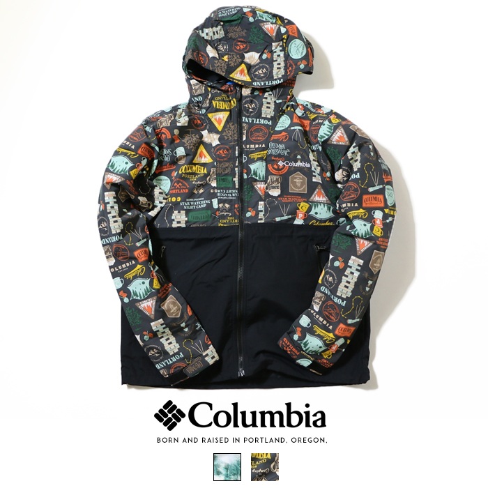 【楽天市場】-【Columbia コロンビア】 ジャケット マウンテンパーカー ウインドブレーカー アウター パッカブル 総柄 撥水 メンズ