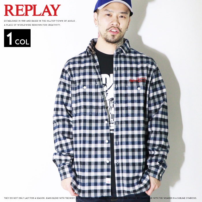 楽天市場】【セール 20％OFF】【REPLAY リプレイ】 シャツ 長袖シャツ