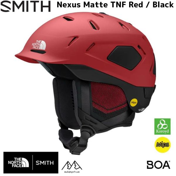 スミス ノースフェイス スノー ヘルメット ネクサス マットブラック Smith THE NORTH FACE Nexus MIPS Matte TNF Red Black 010273315