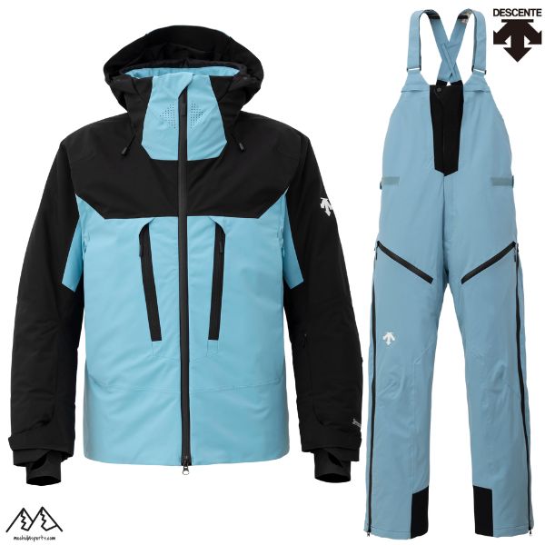 デサント スキーの板お召しもの 仕掛ける 黒いこと 青色 O大きさ DESCENTE S.I.O INSULATED JACKET BIB PANTS DW4FJK54U-BKBL-DW4FLP53M-BL01