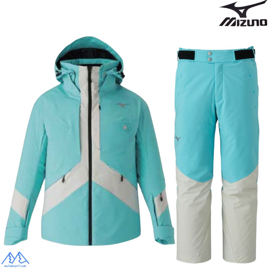 ミズノ スキーウエア カプリブルー シルバーバーチ Sサイズ MIZUNO DEMO SOLID SKI PARKA + DEMO SOLID SKI PANTS Z2MEC321 72 Z2MFC321 72