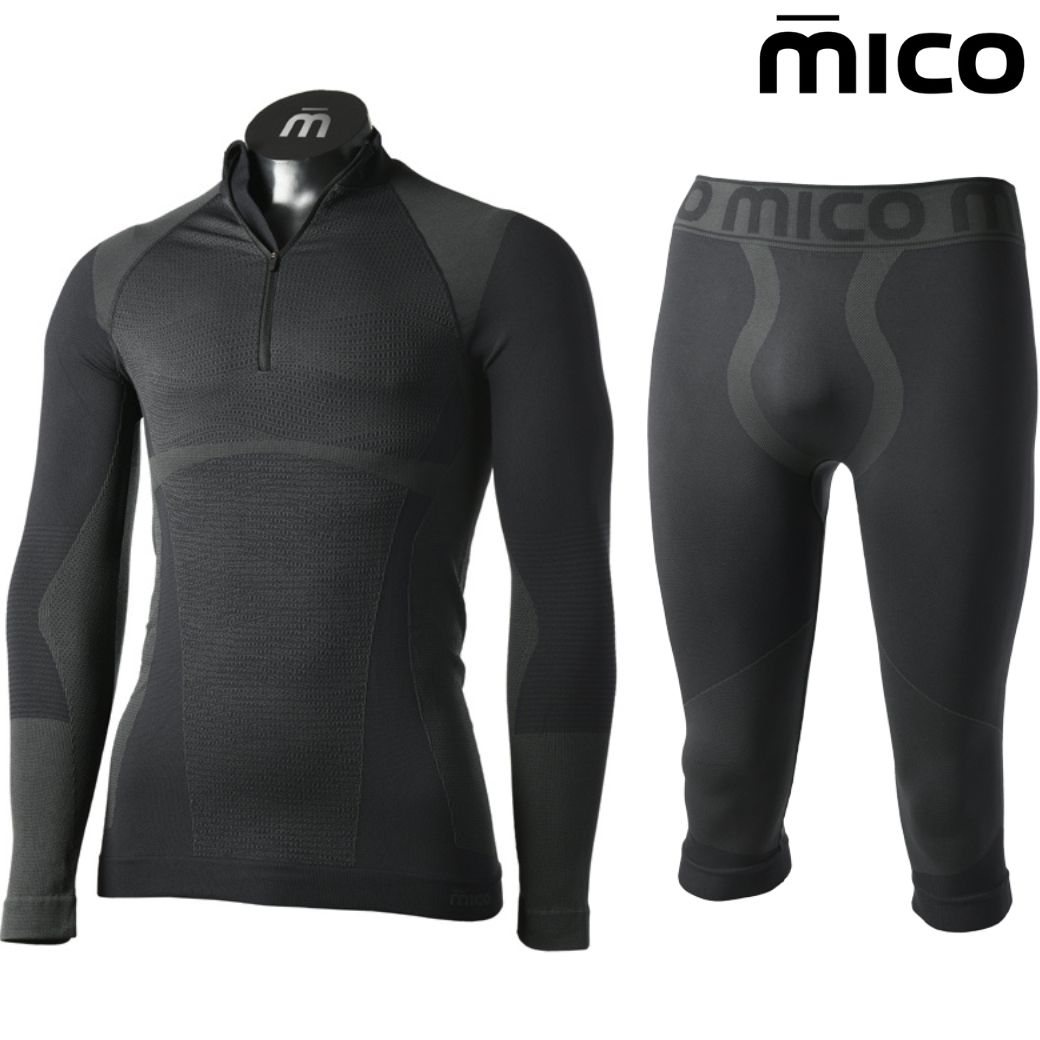ミコ アンダーシャツ & タイツ セカンドスキン WARM CONTROL ベースレイヤー ブラック mico IN-1852 CM-1854 MICO IN1852 CM1854 007