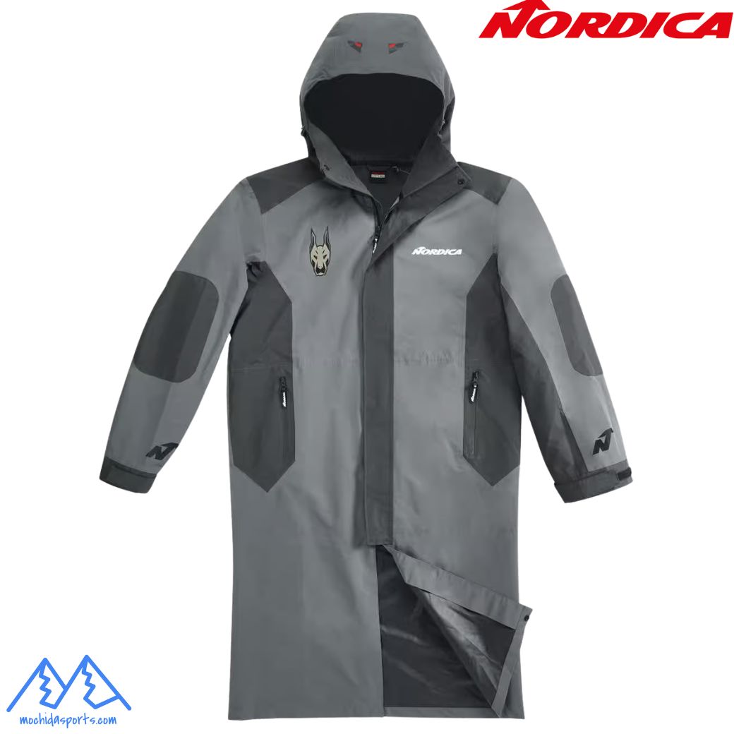 ノルディカ スキーの板 大層らしい厚地の外套 ポンチョ 大層らしい上衣 雨合羽 NORDICA DOBERMANN RAIN COAT OVER COAT GREY BLACK