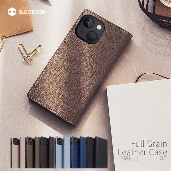 国内正規品 SLG Design iPhone 13 Pro エスエルジーデザイン 手帳型 Full Grain Leather Case 牛革にキメ細かいシボ加工を施した上品で高級感のあるケース SD22124i13PLC SD22125i13PEC SD22126i13PBC SD22127i13PPB SD22128i13PNB|MSQUALL