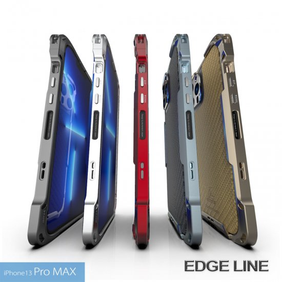 alumania EDGE LINE for iPhone13 Pro Max アルミビレット＋アルマイトによる素晴らしい軽銀バンパー ストラップホール付き添い人 IP-A2167