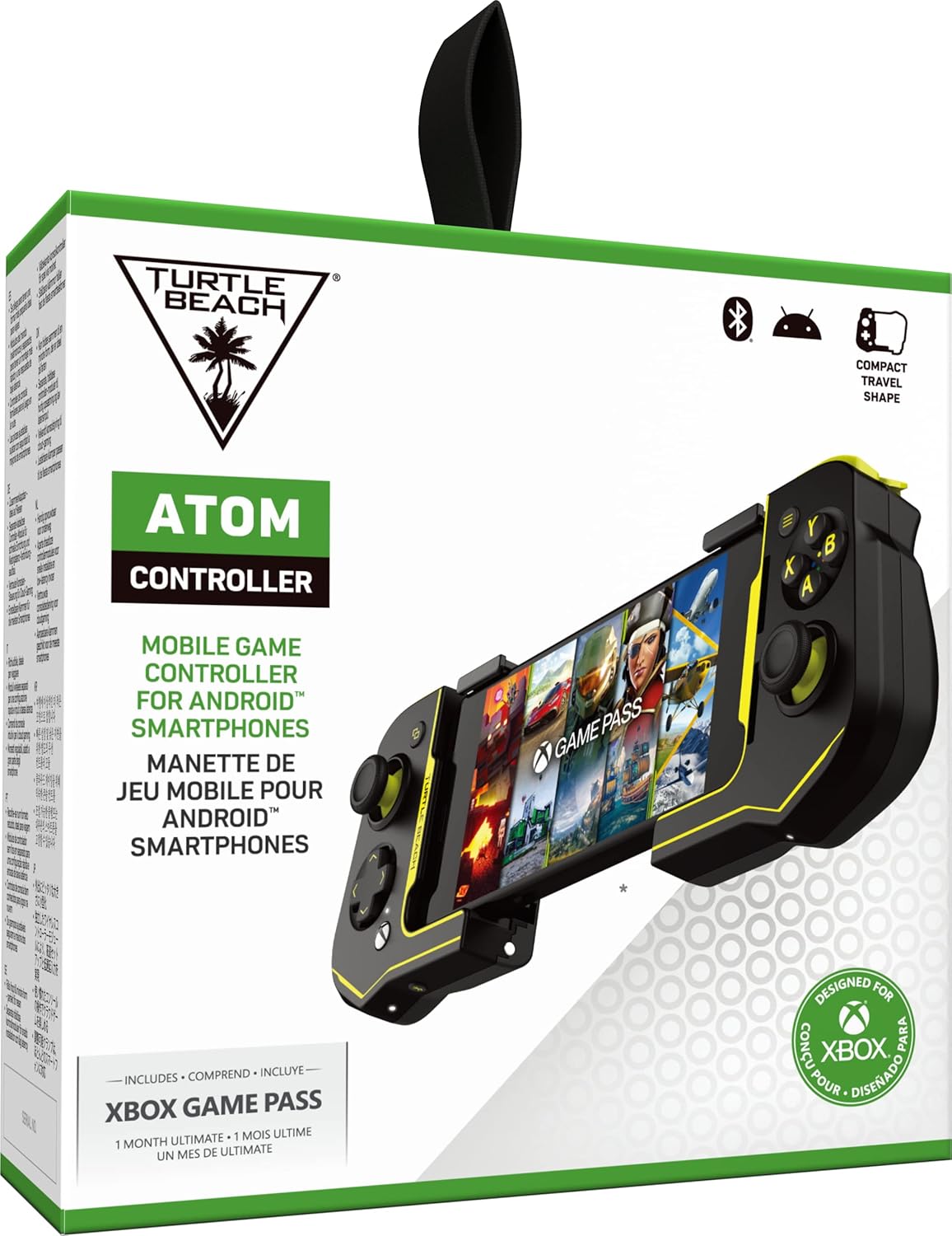 【即納】【365日毎日出荷】【アウトレット】Turtle Beach Android用 スマホ ゲームコントローラー Atom Controller Xbox 認証済み Xbox Game Pass/GeForce Now/Stadia/Steam Link対応 ブラック/イエロー TBS-0760-05画像