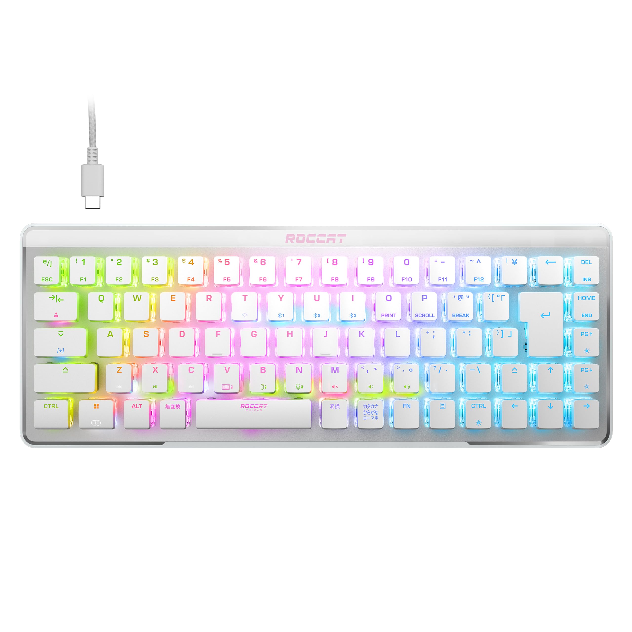 【即納】【365日毎日出荷】ROCCAT Vulcan II Mini Air ゲーミングキーボード 有線 無線 日本語配列 65% フォームファクター JIS オプティカル 赤軸 リニア テンキーレス ホットキー ホワイト 静音 RGBバックライト ROC-27-091