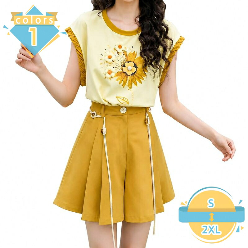 セットアップ レディース 夏 半袖 Tシャツ キュロットパンツ 体型カバー おしゃれ 可愛い ショートパンツ 上下セット 2点セット ゆったり カジュアル トップス ミニスカート風 着痩せ 通学 デイリー お出かけ mssk-online｜トラベア雑貨店 8,168円