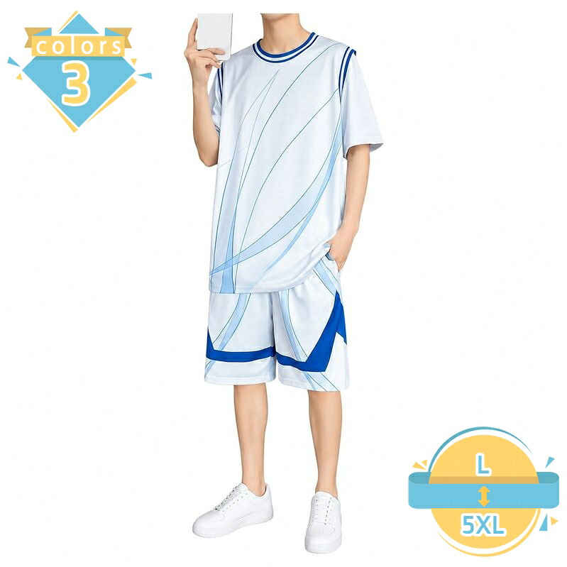 スポーツウェア メンズ 上下セット 半袖 フェイクレイヤード トップス 5分丈パンツ 体型カバー 大きいサイズ ゆったり 部屋着 運動着 クラブ活動 練習着 夏用 mssk-online|トラベア雑貨店