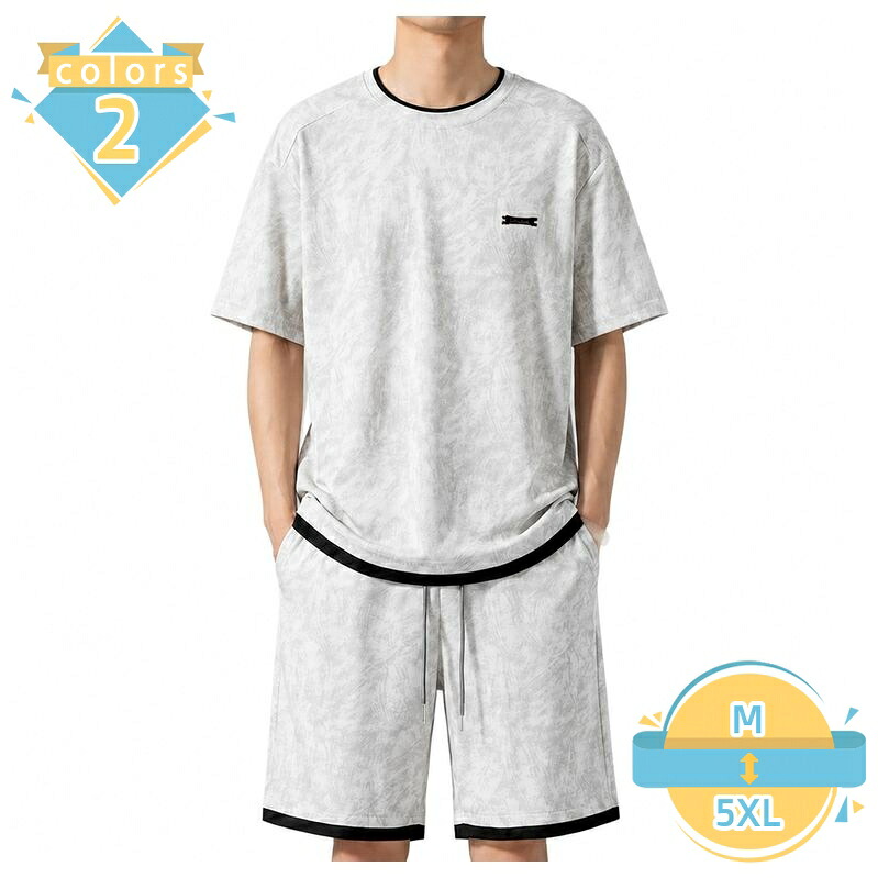 夏服 メンズ セットアップ 上下セット 半袖 Tシャツ ショートパンツ 大きいサイズ 体型カバー さらっとした肌触り 涼しい 通気性 デイリー お出かけ 通学 旅行 快適 mssk-online｜トラベア雑貨店 11,984円