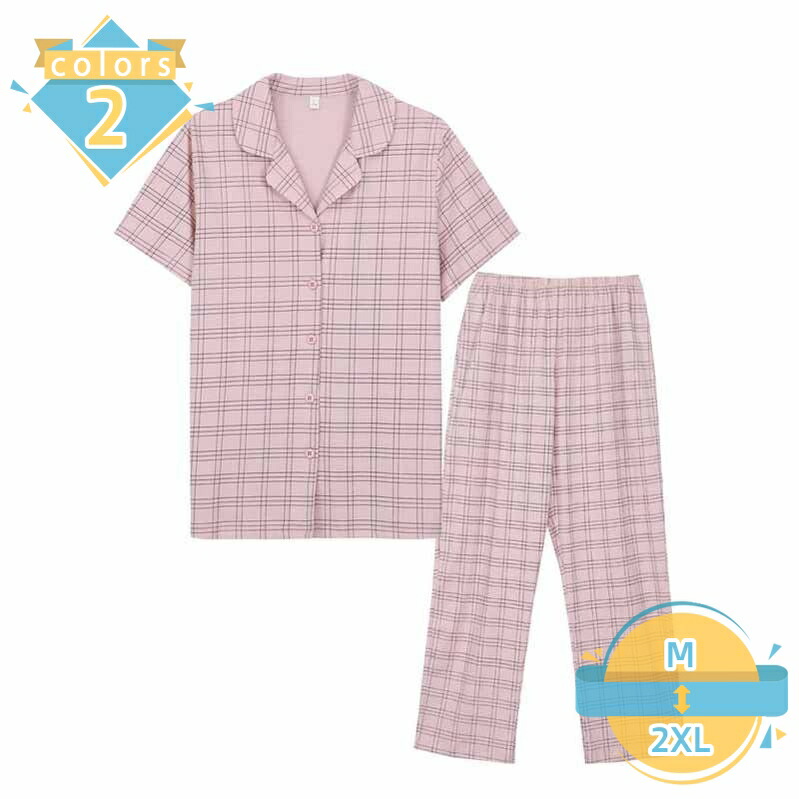 半袖 ルームウェア パジャマ レディース メンズ 夏 上下セット かわいい ゆったり 前開き シャツ 可愛い 上品 部屋着 寝間着 便利服 プレゼント カップル セットアップ ペア 半袖トップス ロングパンツ 寝巻き mssk-online