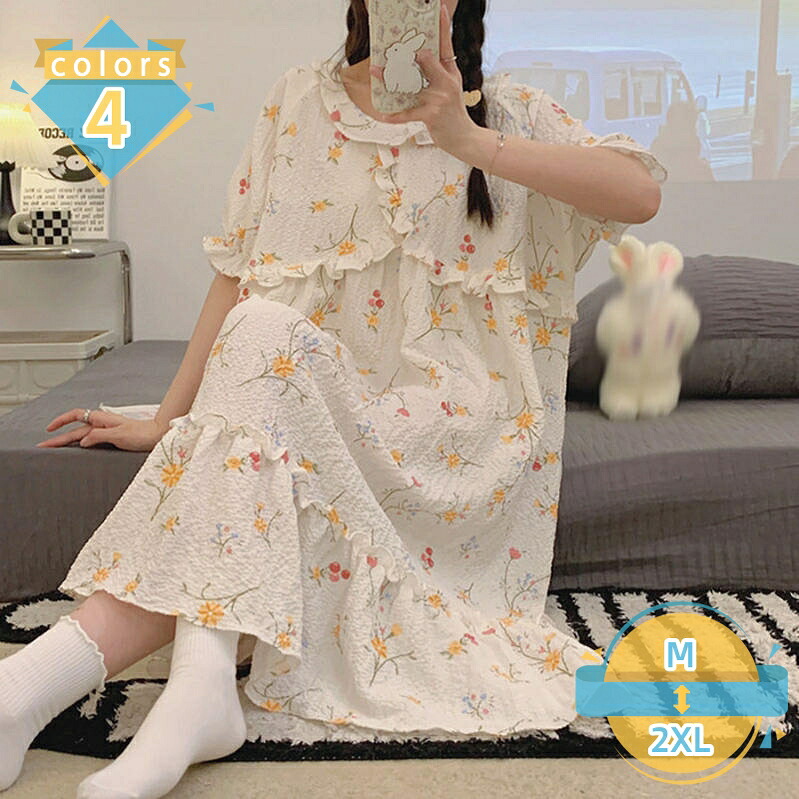 1000円OFFクーポン ネグリジェ 姫系 夏用 ロングワンピース パジャマ カジュアル ネグリジェ シンプル vネック 部屋着 ロングワンピース 母の日 プルオーバー ホームウェア ロング丈 授乳服 ナイト夜 ブラウン XL mssk-online｜トラベア雑貨店