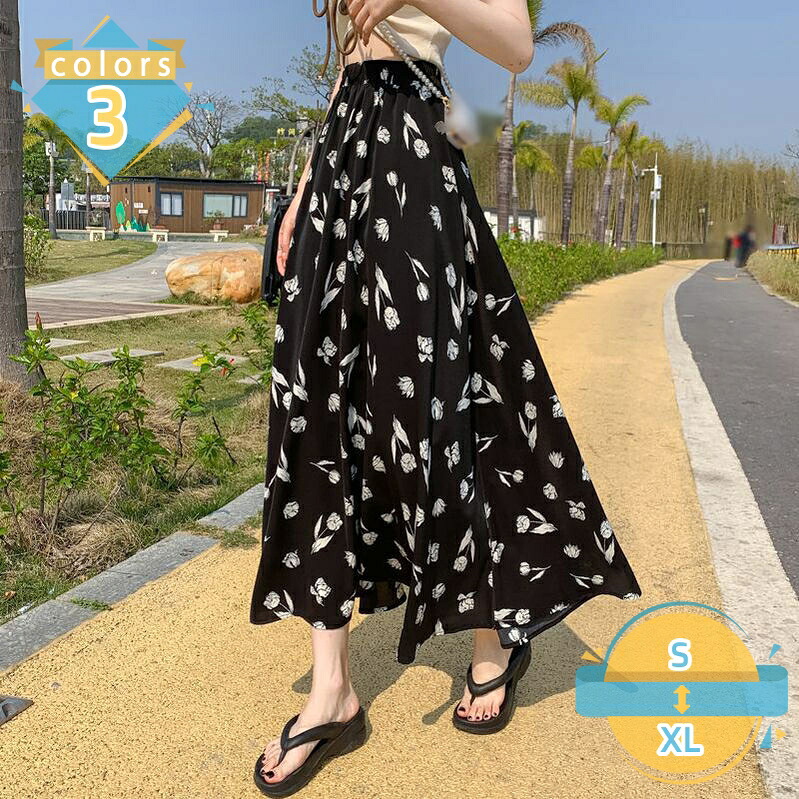 筋目スコート レディース ハイウエストカート ミモレ丈スコート ロングスコート A生産ラインスコート 花柄 花柄スコート 総柄スコート 体型押しかぶせる 着痩せ ボトムス 今めかしい 春 夏 成年者 レトロ 20代 30代 40代 50代 mssk-online