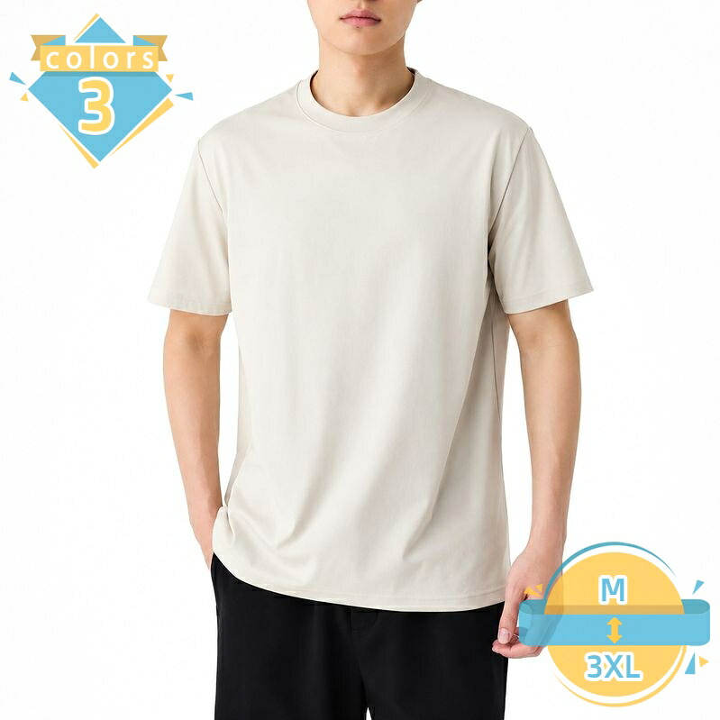 半袖 Tシャツ メンズ 丸首 カットソー ゆったり 体型カバー インナー 無地 シンプル カジュアル トップス デイリー 普段着 大きいサイズ 夏物 涼しい 通気性 重ね着 mssk-online|トラベア雑貨店