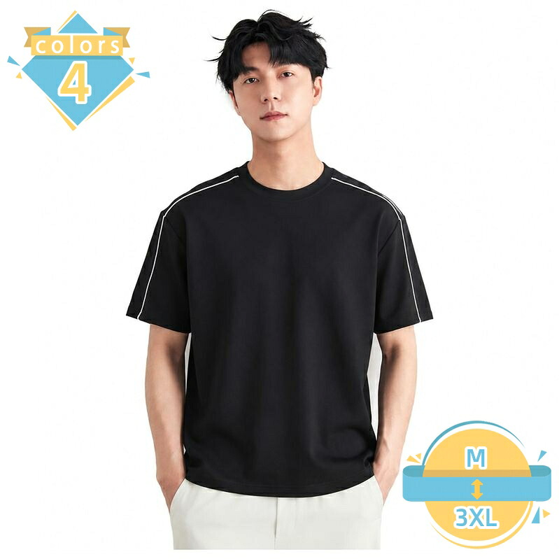 Tシャツ メンズ 半袖 ビッグシルエット ゆったりサイズ 丸首 クルーネック サイドライン 配色 切り替え トップス カジュアル カットソー プルオーバー ドロップショルダー 夏服 日常 旅行 mssk-online｜トラベア雑貨店 12,951円