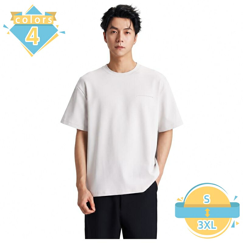 メンズ tシャツ 半袖 ゆったり クルーネック カットソー 着痩せ 無地 ポケットデザイン ルーズフィット トップス カジュアル お洒落 通学 旅行 デイリー 部屋着 普段着 春夏 mssk-online｜トラベア雑貨店