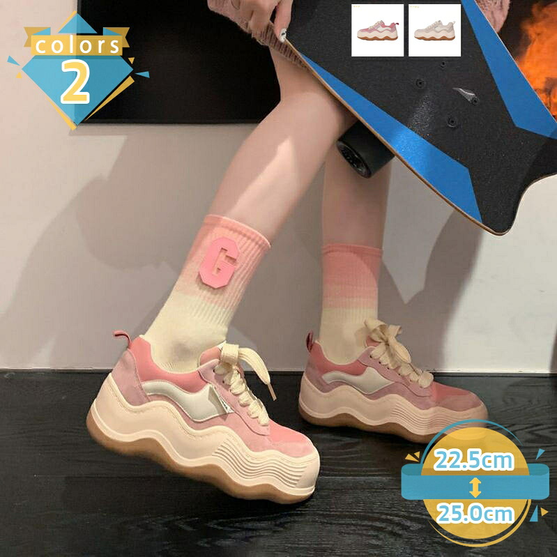 500円OFFクーポン スニーカー レディース 厚底靴 ダンススニーカー レースアップ ローカット カジュアル ランニングシューズ 軽量 通気性 アウトドア スポーツ 5CM 走れる クッション 仕事 ランニング 可愛い 美脚 通学靴 通勤 日常着用 mssk-online
