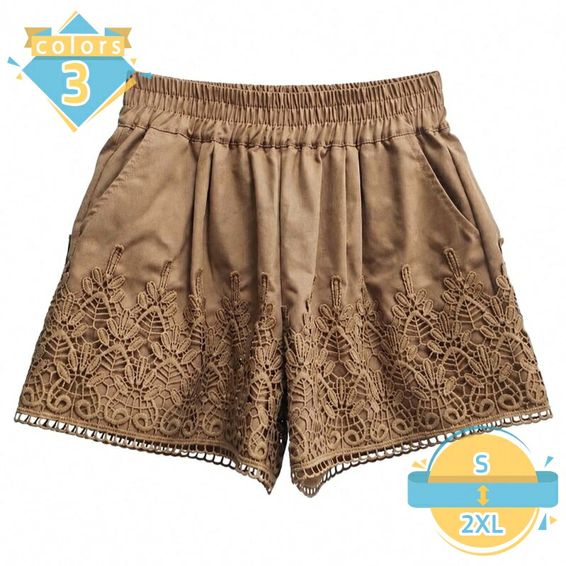ハーフパンツ レディース 着痩せ ショートパンツ レース 裾レース 短パン 部屋着 ワイド ゆったりサイズ 体型カバー 春 夏 通学 通勤 デイリー お出かけ おしゃれ mssk-online｜トラベア雑貨店