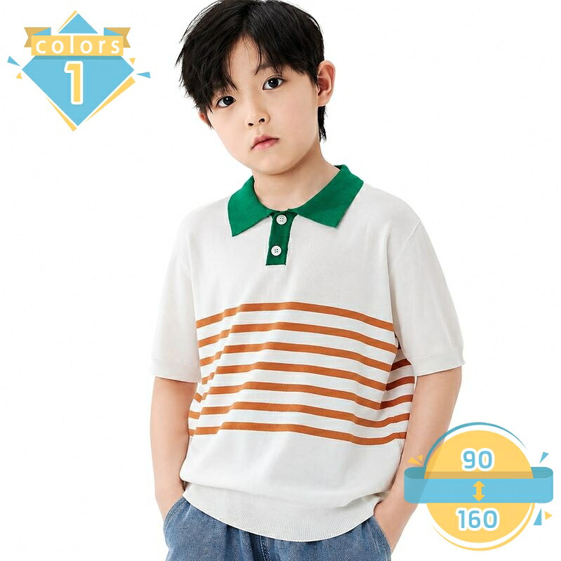 男の子 ポロシャツ サマーニット 半袖 キッズ トップス 子供 襟付き ボーダー カットソー プルオーバー 薄手 さわやか お出かけ mssk-online|トラベア雑貨店