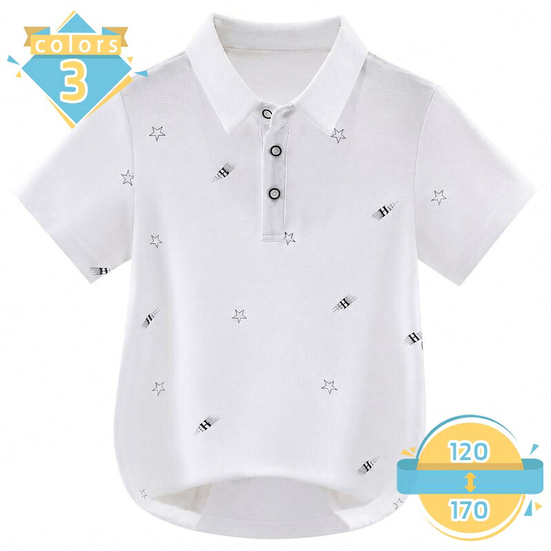 キッズ ポロシャツ 半袖 男の子 夏 トップス かわいい プリント シャツ 折り襟 快適 動きやすい 子供服 通学着 旅行 お出かけ 普段使い ゆったりサイズ mssk-online｜トラベア雑貨店