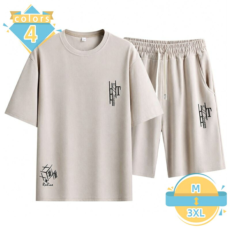 上下セット メンズ 体型カバー 着痩せ見え セットアップ 半袖 Tシャツ ショートパンツ ルームウェア 部屋着 普段着 カジュアル おしゃれ 夏服 スポーツ 大きいサイズ ゆったり スポーティ mssk-online|トラベア雑貨店