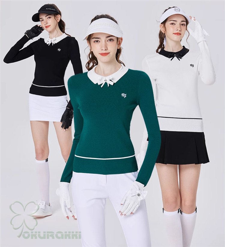 ゴルフ GOLF 羊毛プルオーバー 秋 冬 レディース 厚地の外套 ゴルフ御召しもの 編み物プルオーバー 防寒 生あたたかい 差し上げ物 差し上げ物