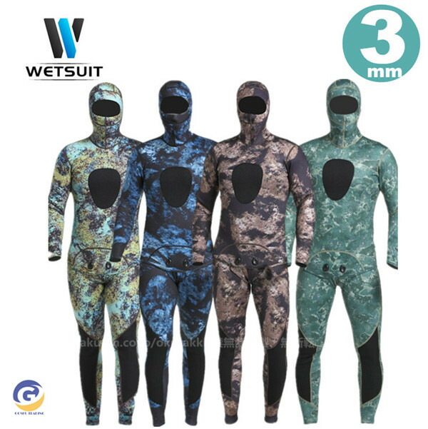 楽天市場】ウェットスーツ 3mm フード付き 2ピース ダイビング スピア