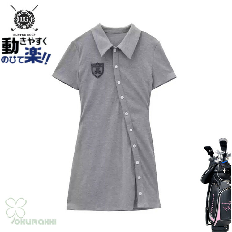 新品PXG ゴルフウェア ロンパース ワンピース レディース 半袖 ゴルフ ワンピース 半袖 モノトーン 千鳥 ワンピ / 千鳥格子柄